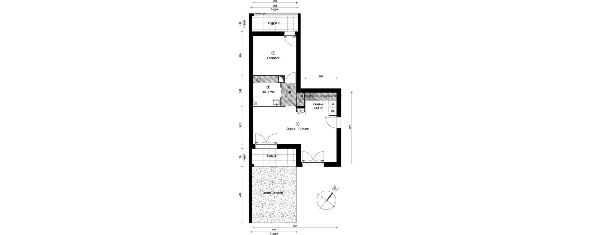 Appartement T2 de 49,40 m2 &agrave; Lille Lomme