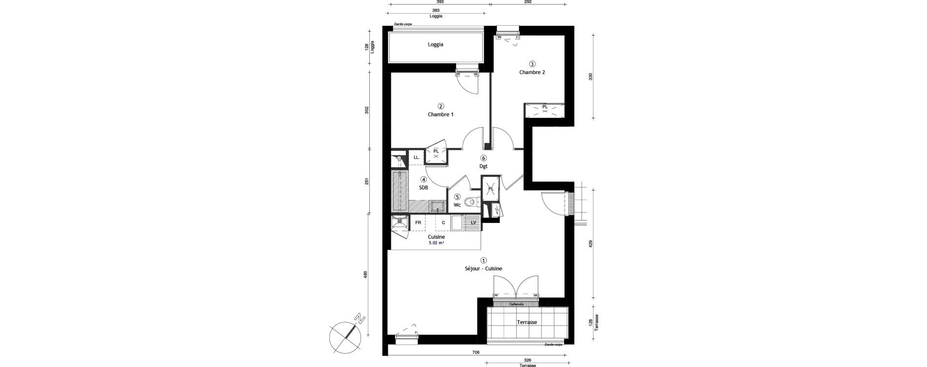 Appartement T3 de 64,59 m2 &agrave; Lille Lomme