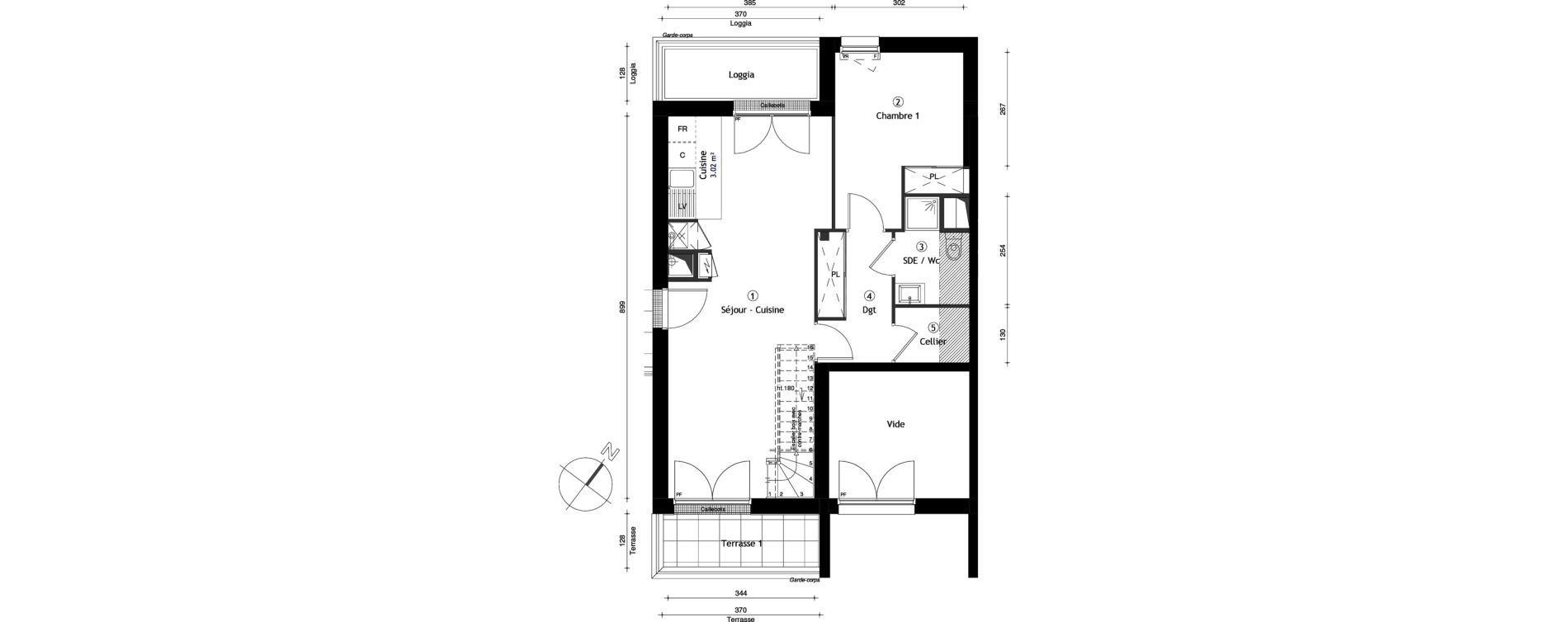 Duplex T4 de 91,01 m2 &agrave; Lille Lomme