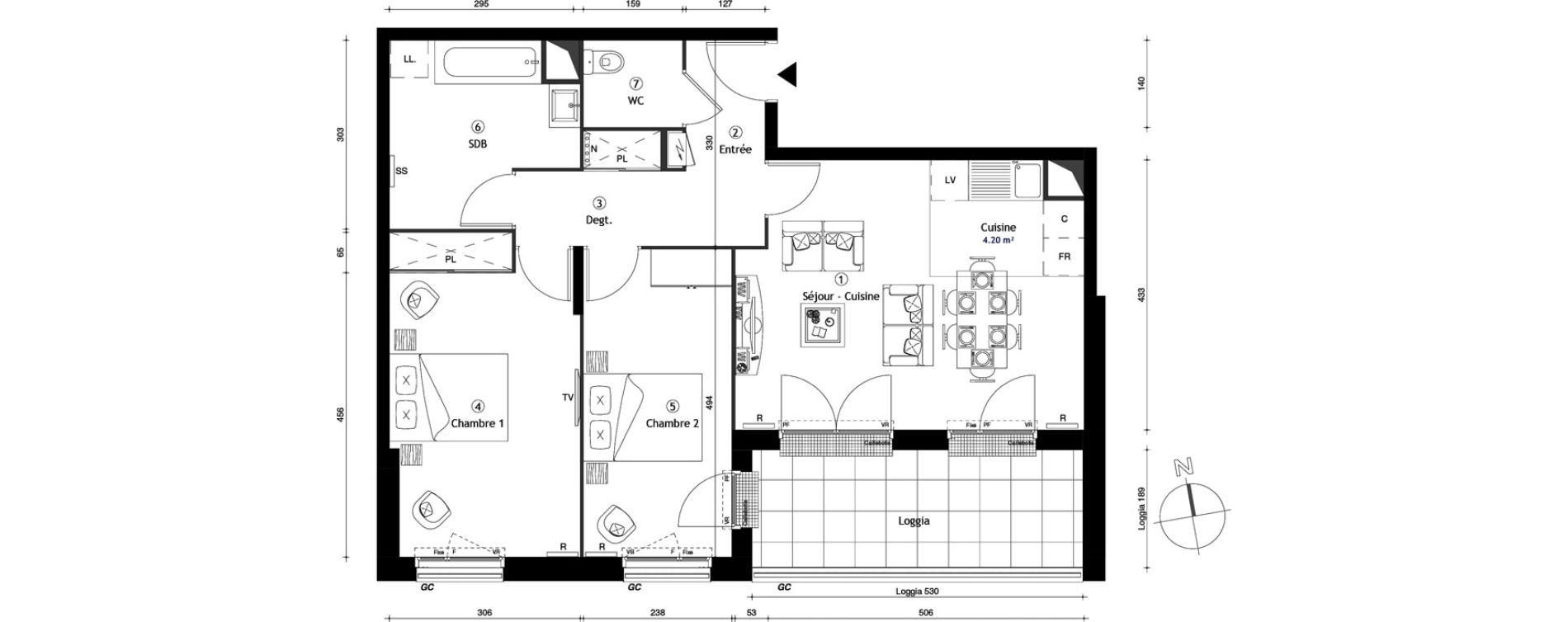 Appartement T3 de 68,40 m2 &agrave; Lille Lomme