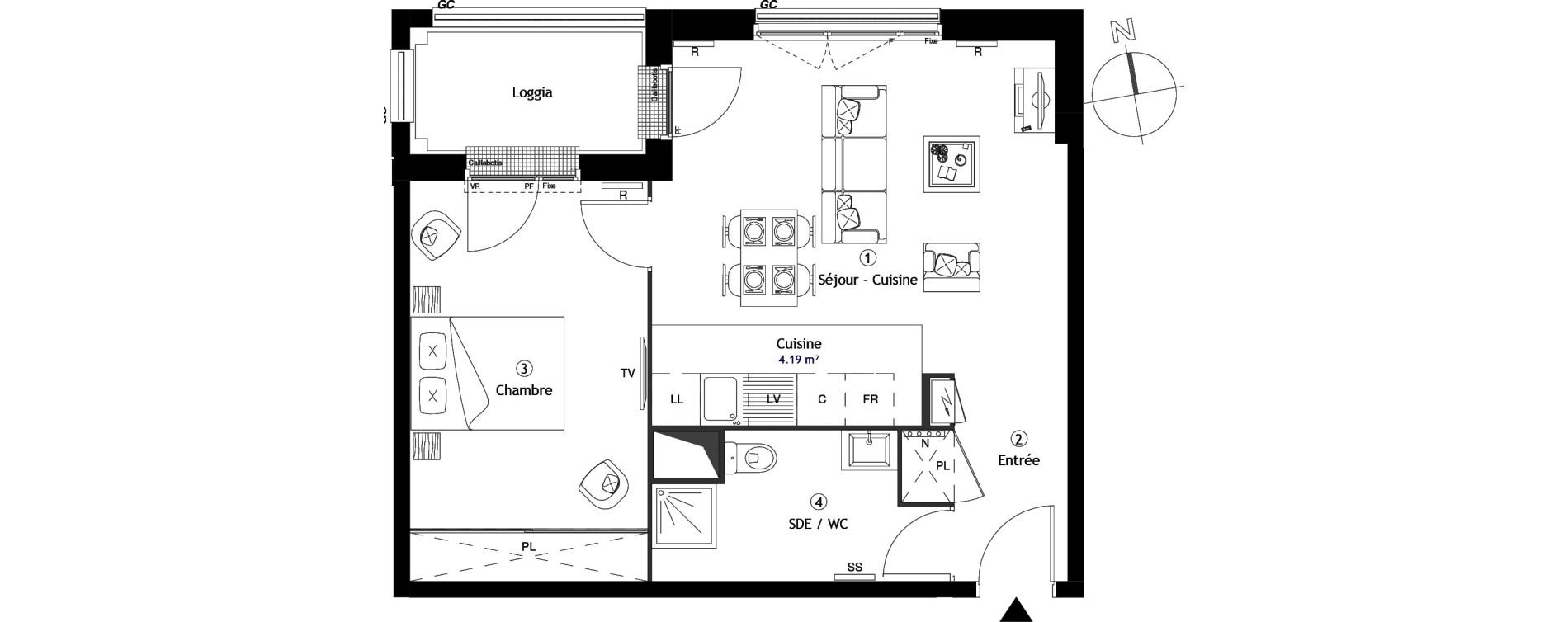 Appartement T2 de 47,50 m2 &agrave; Lille Lomme