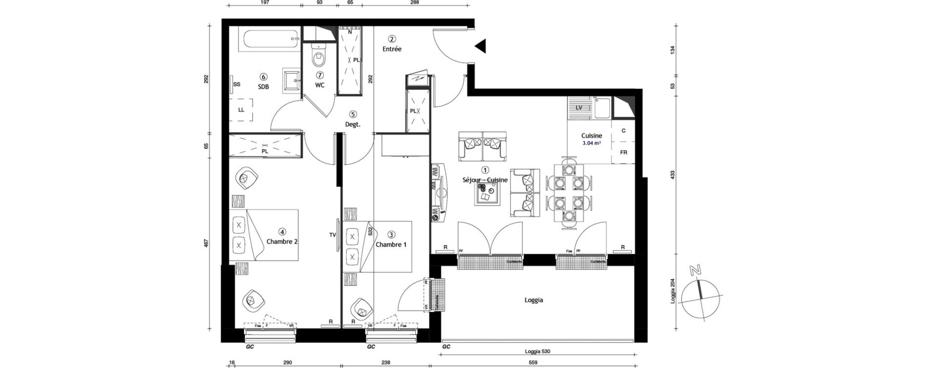 Appartement T3 de 69,20 m2 &agrave; Lille Lomme