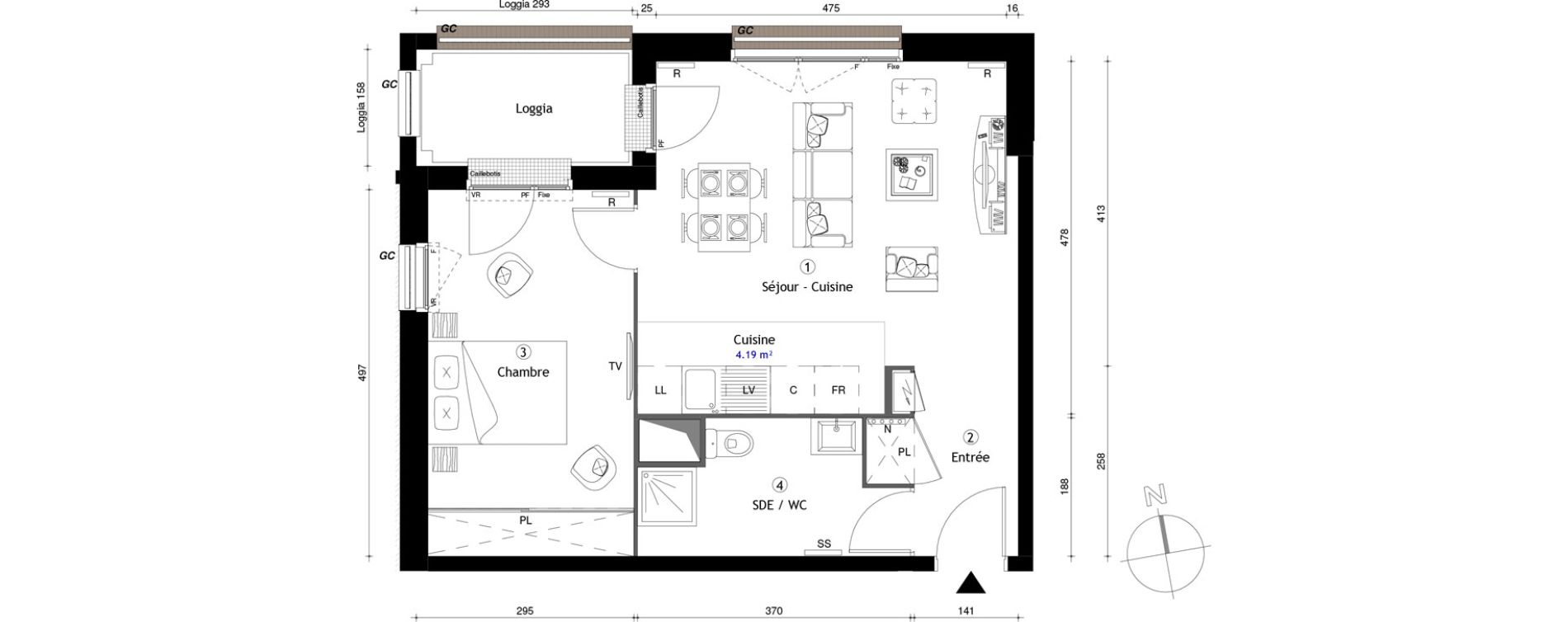 Appartement T2 de 46,70 m2 &agrave; Lille Lomme