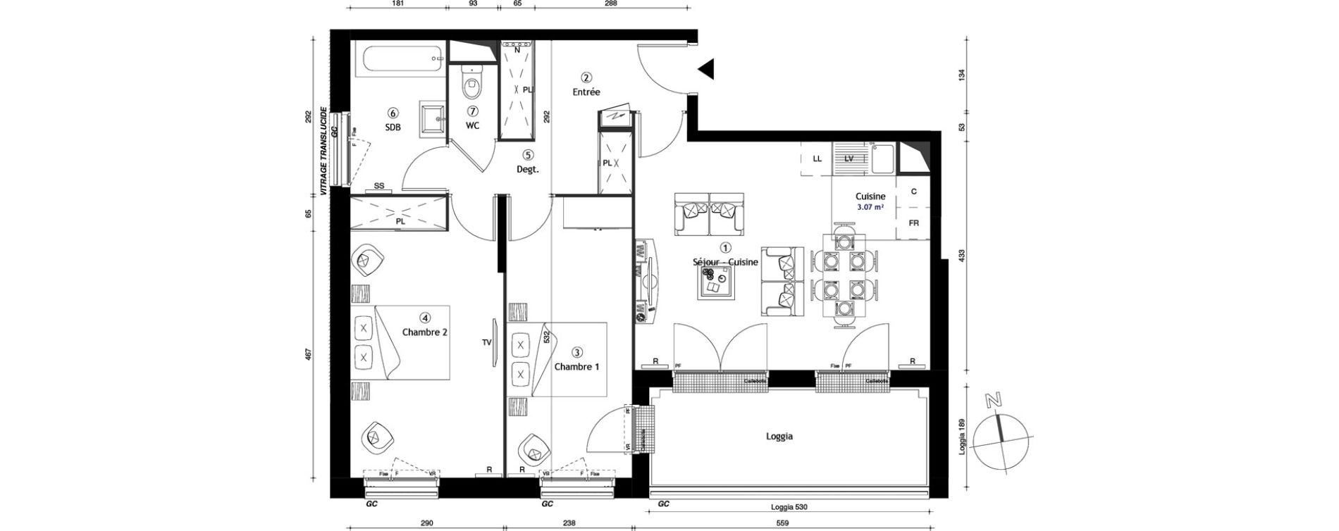 Appartement T3 de 68,10 m2 &agrave; Lille Lomme