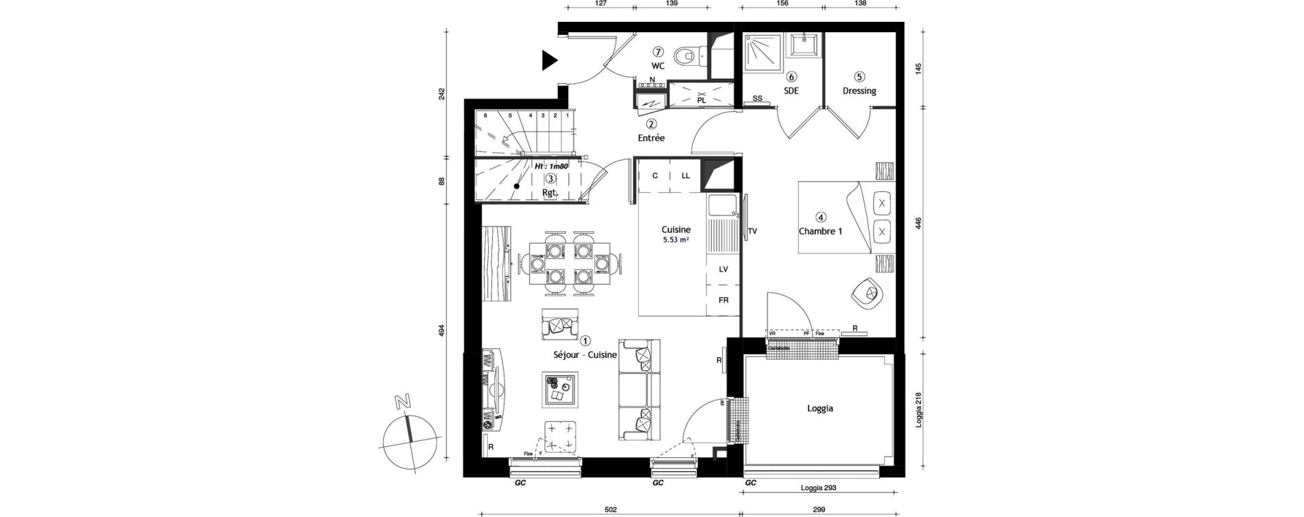 Duplex T4 de 80,20 m2 &agrave; Lille Lomme