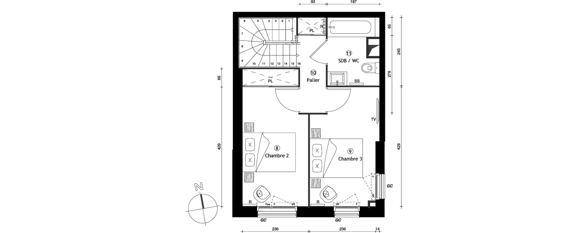 Duplex T4 de 80,20 m2 &agrave; Lille Lomme