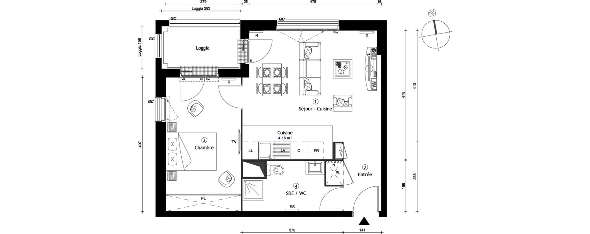 Appartement T2 de 46,70 m2 &agrave; Lille Lomme