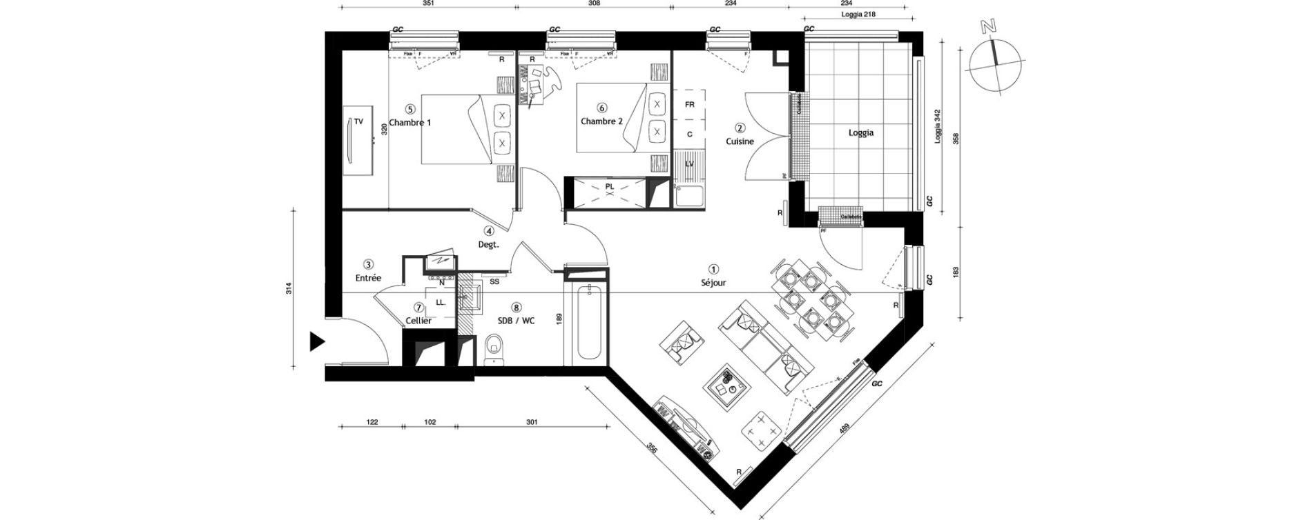 Appartement T3 de 66,70 m2 &agrave; Lille Lomme