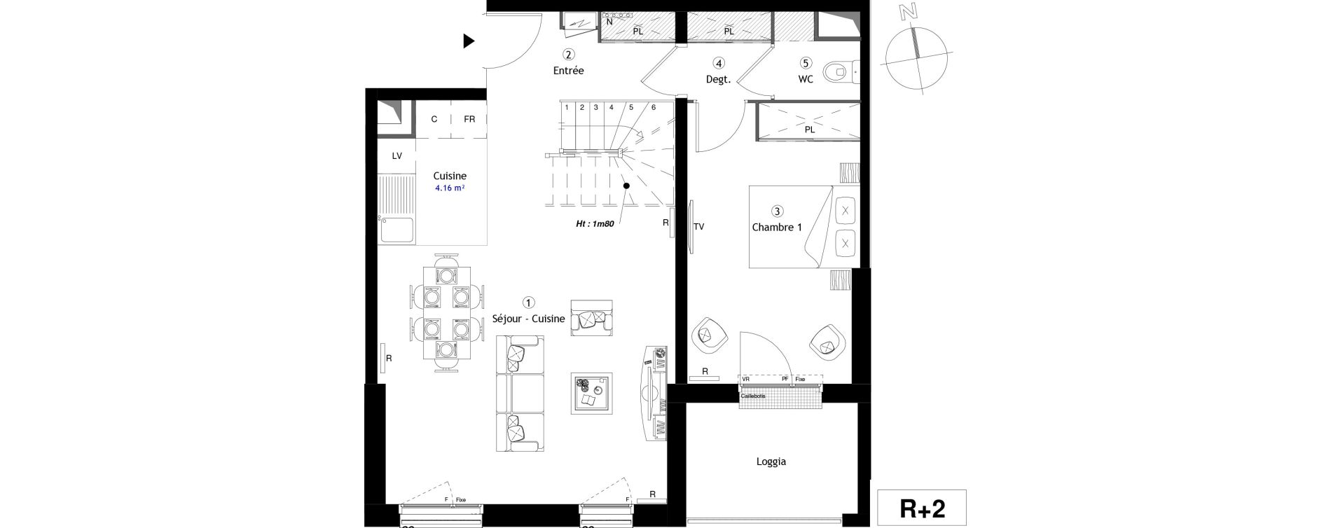 Duplex T4 de 82,40 m2 &agrave; Lille Lomme