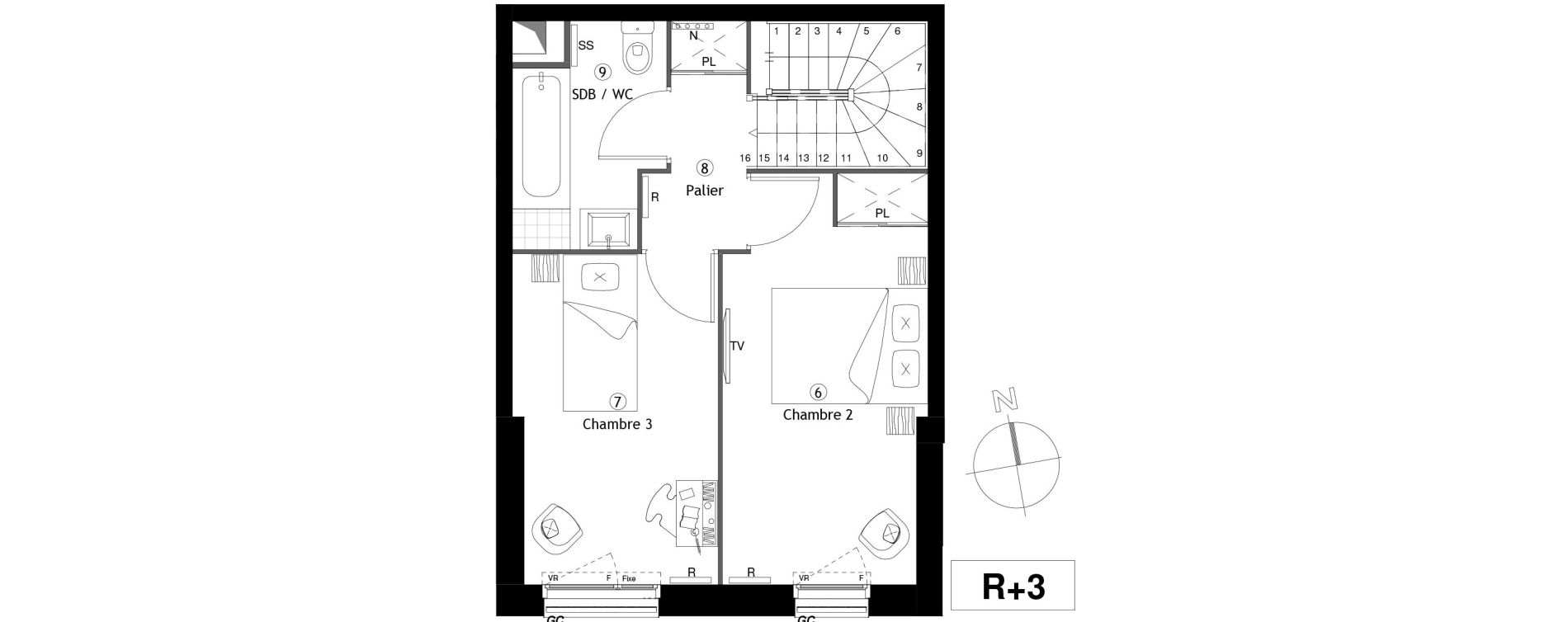Duplex T4 de 82,40 m2 &agrave; Lille Lomme