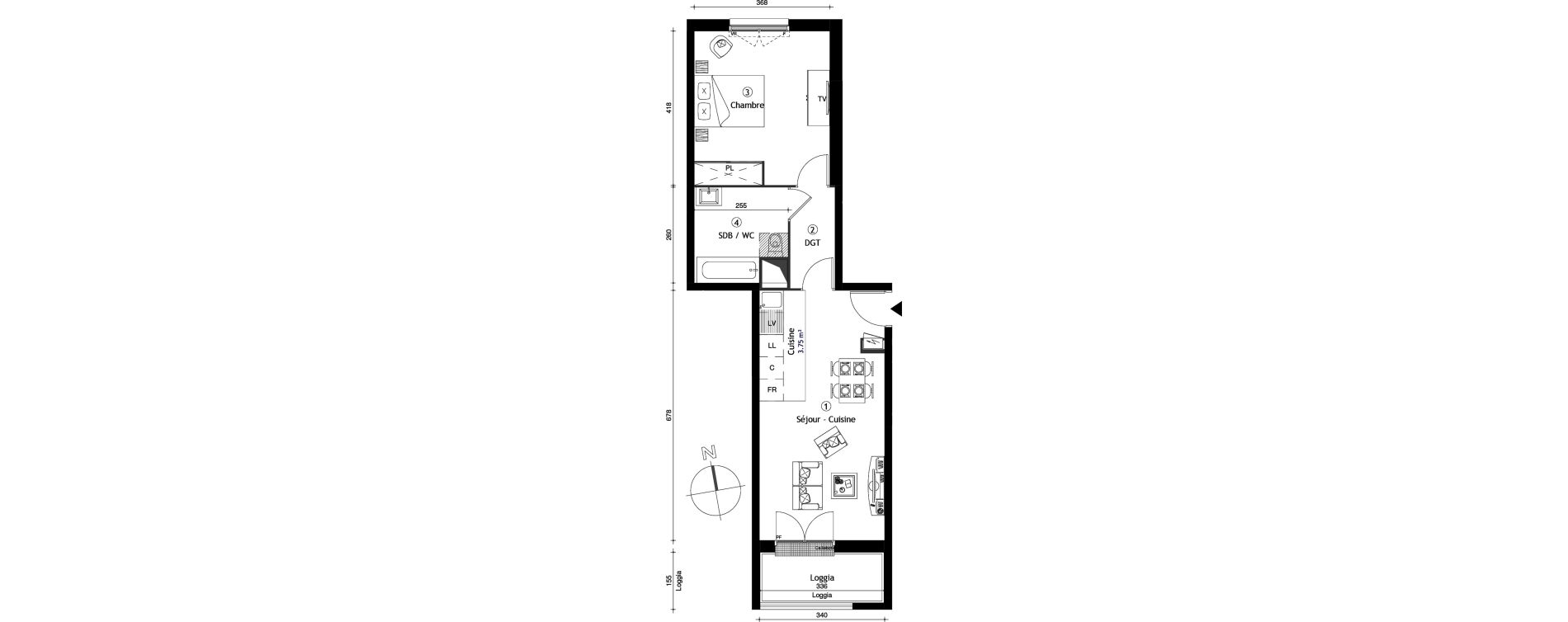 Appartement T2 de 47,70 m2 &agrave; Lille Lomme