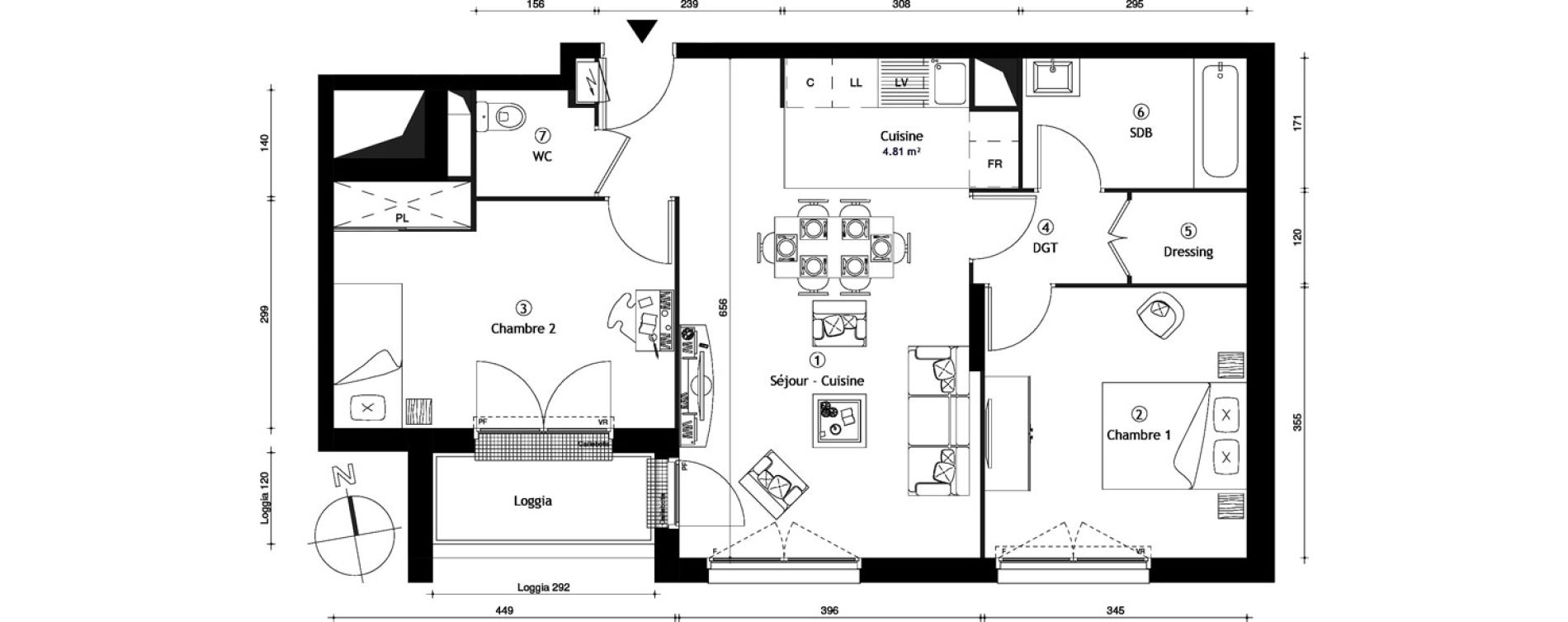 Appartement T3 de 65,20 m2 &agrave; Lille Lomme