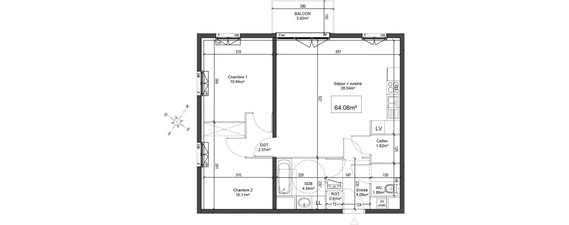 Appartement T3 de 64,08 m2 &agrave; Linselles Centre
