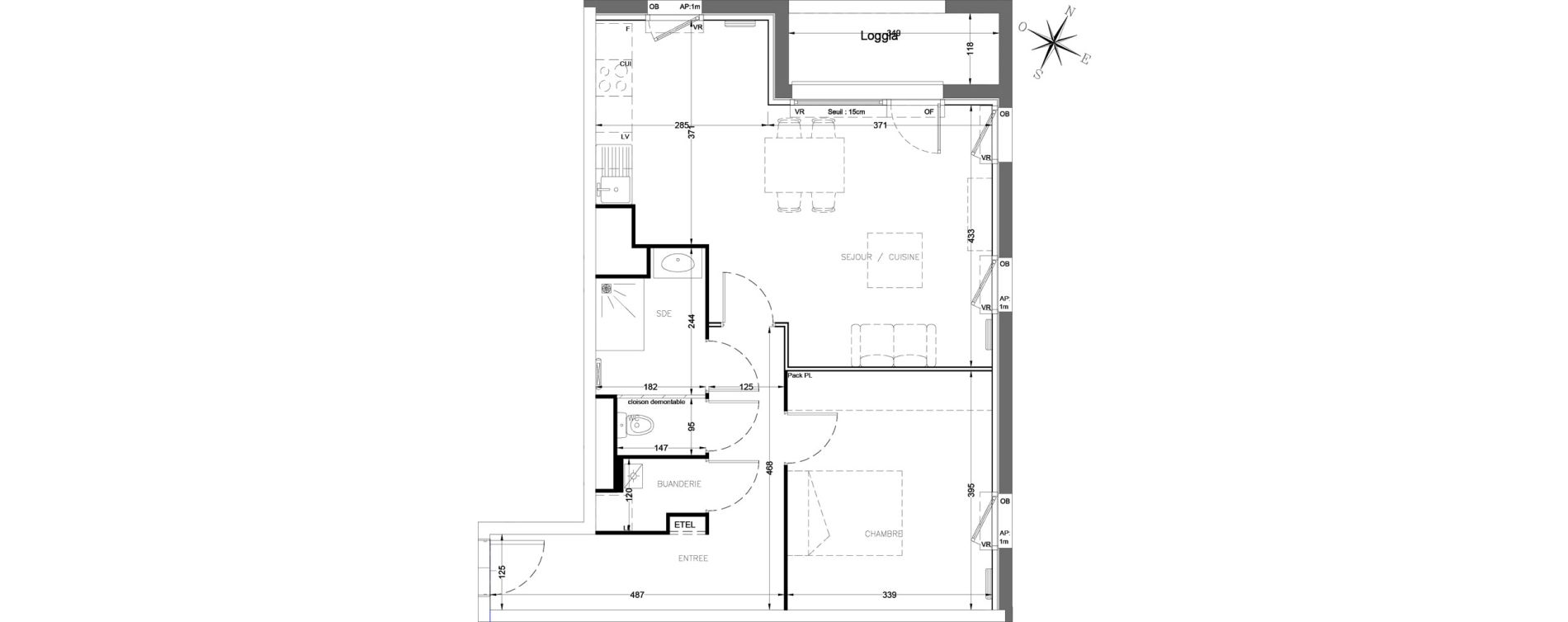 Appartement T2 de 58,20 m2 &agrave; Linselles Centre