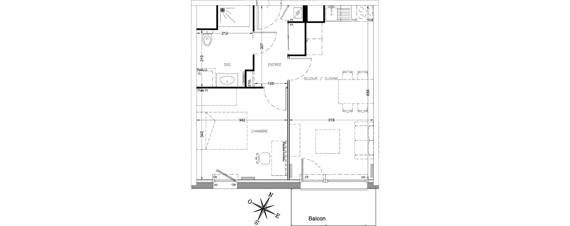 Appartement T2 de 41,40 m2 &agrave; Linselles Centre