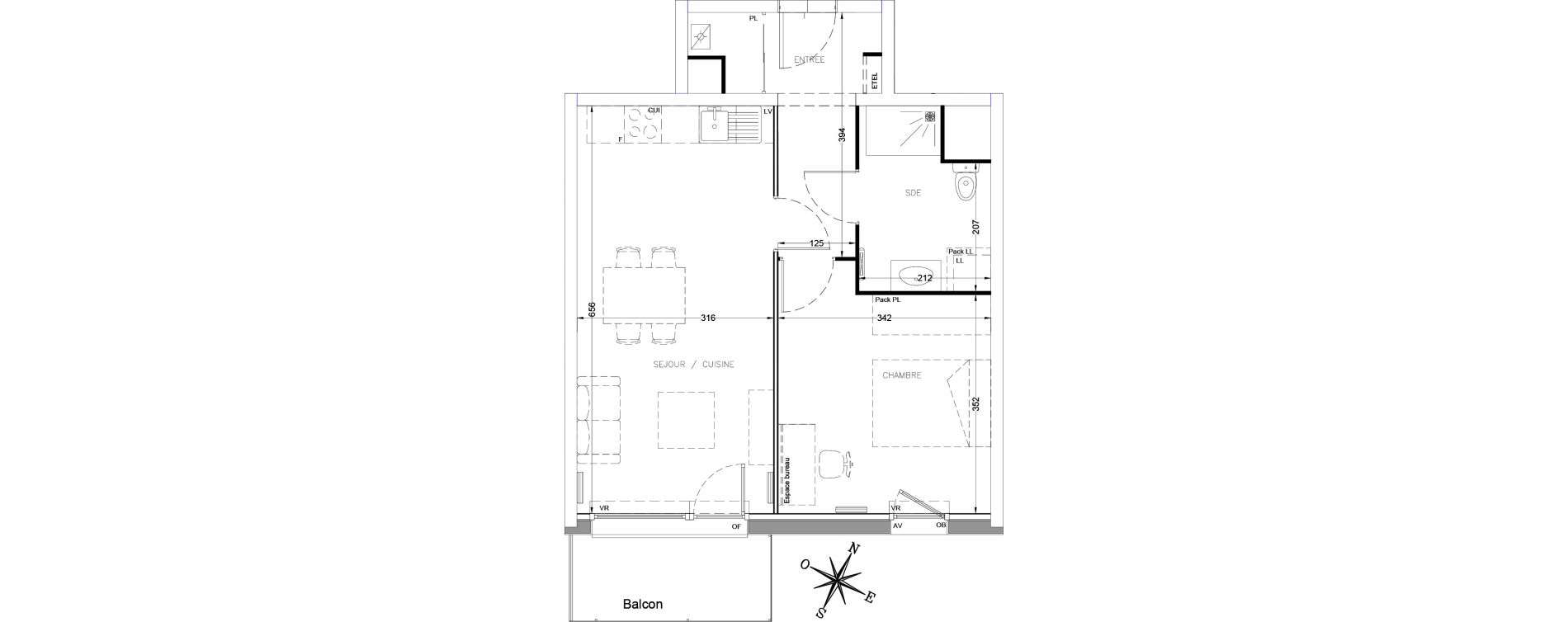 Appartement T2 de 45,90 m2 &agrave; Linselles Centre