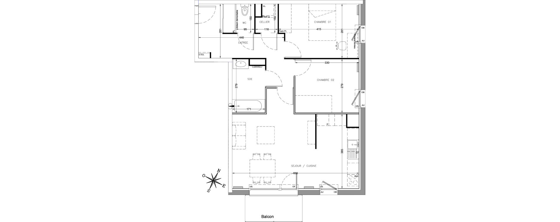 Appartement T3 de 65,00 m2 &agrave; Linselles Centre