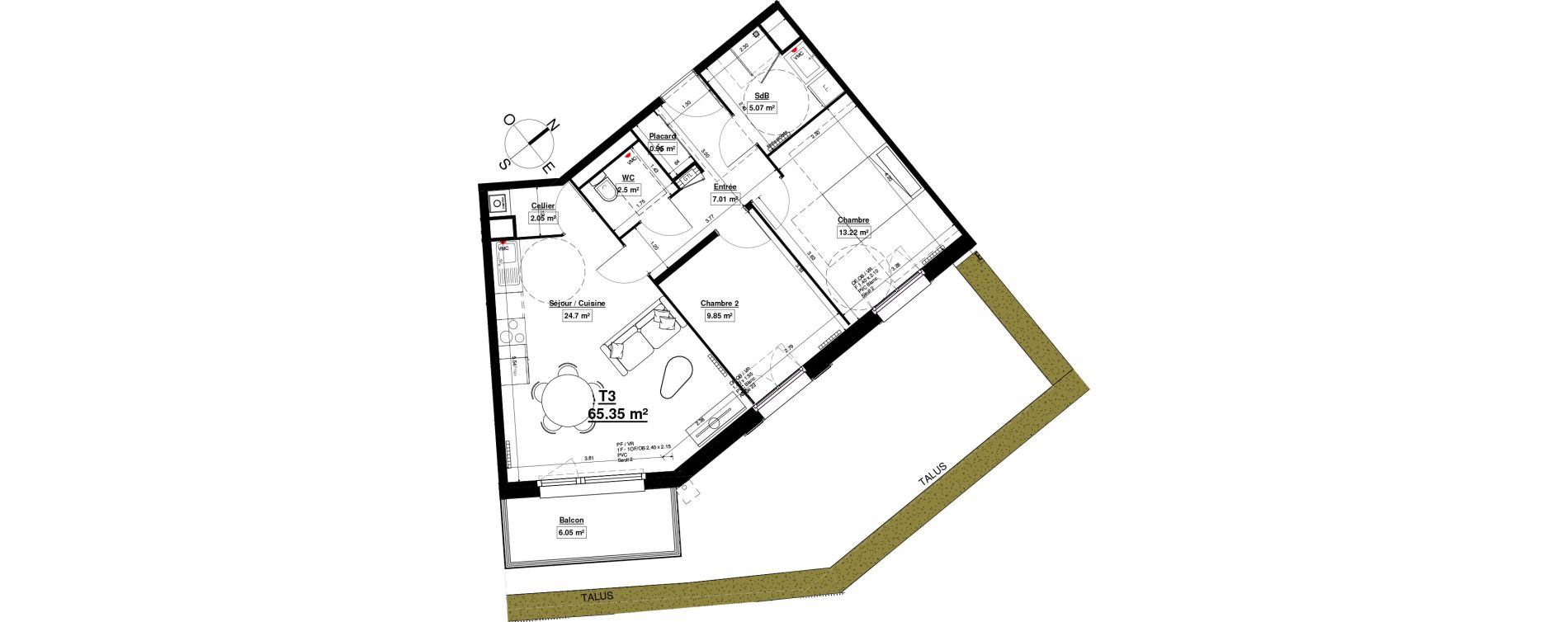 Appartement T3 de 65,35 m2 &agrave; Linselles Centre