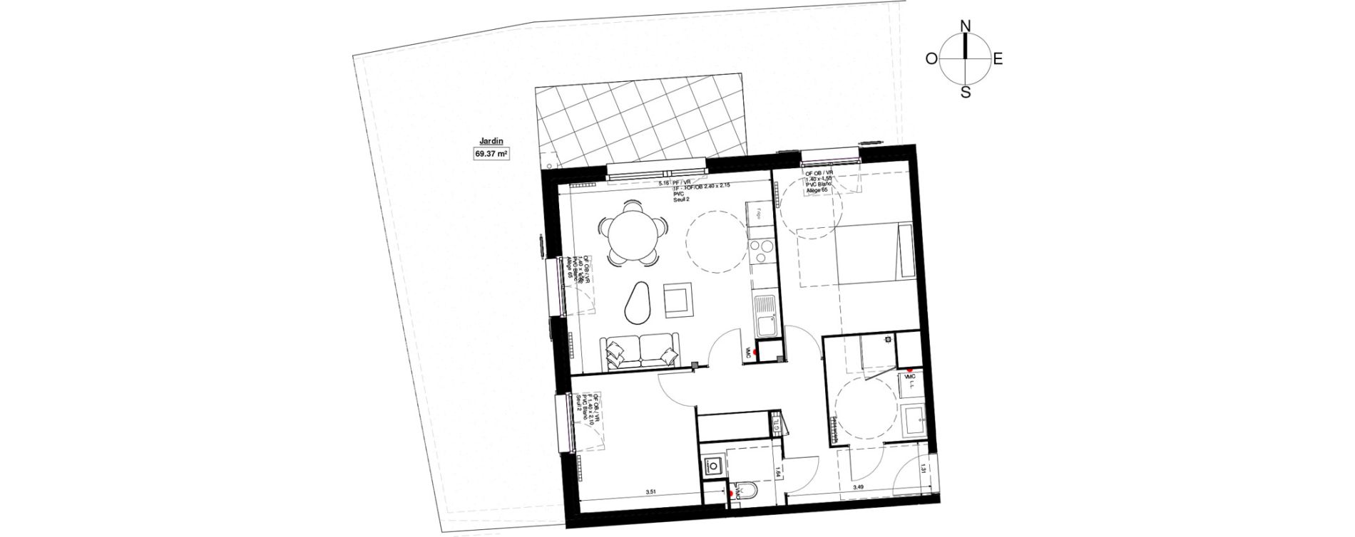 Appartement T3 de 65,75 m2 &agrave; Linselles Centre