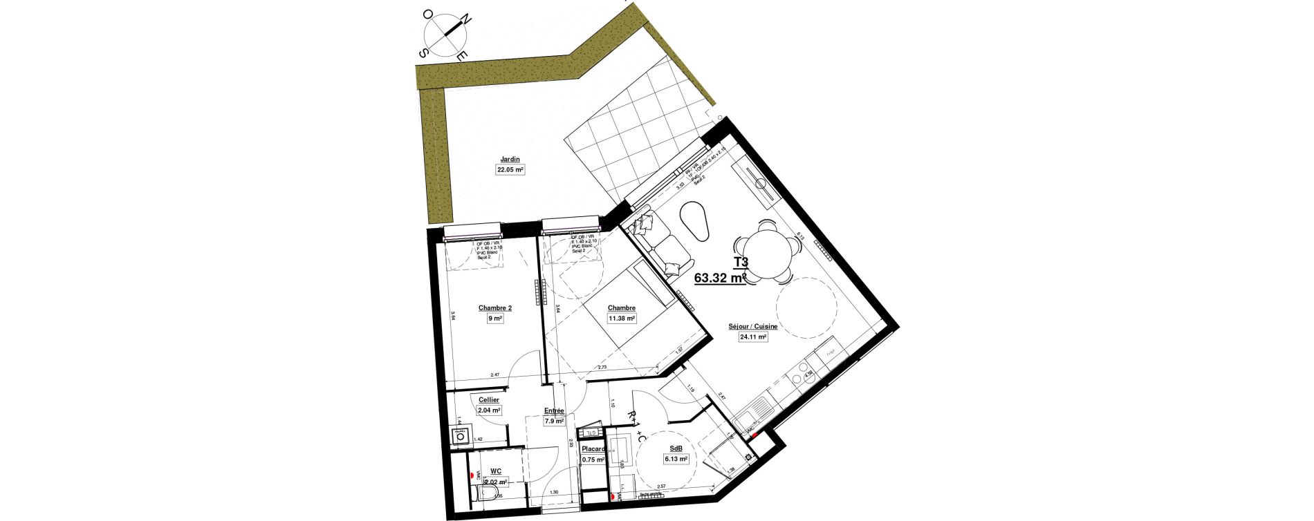 Appartement T3 de 63,33 m2 &agrave; Linselles Centre