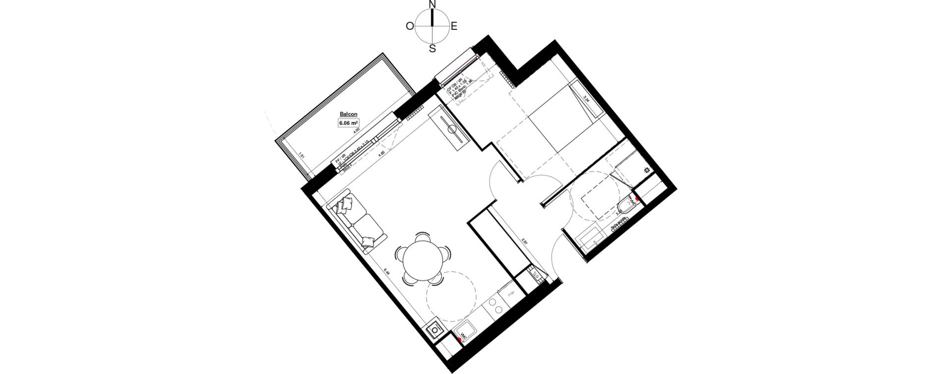 Appartement T2 de 50,50 m2 &agrave; Linselles Centre