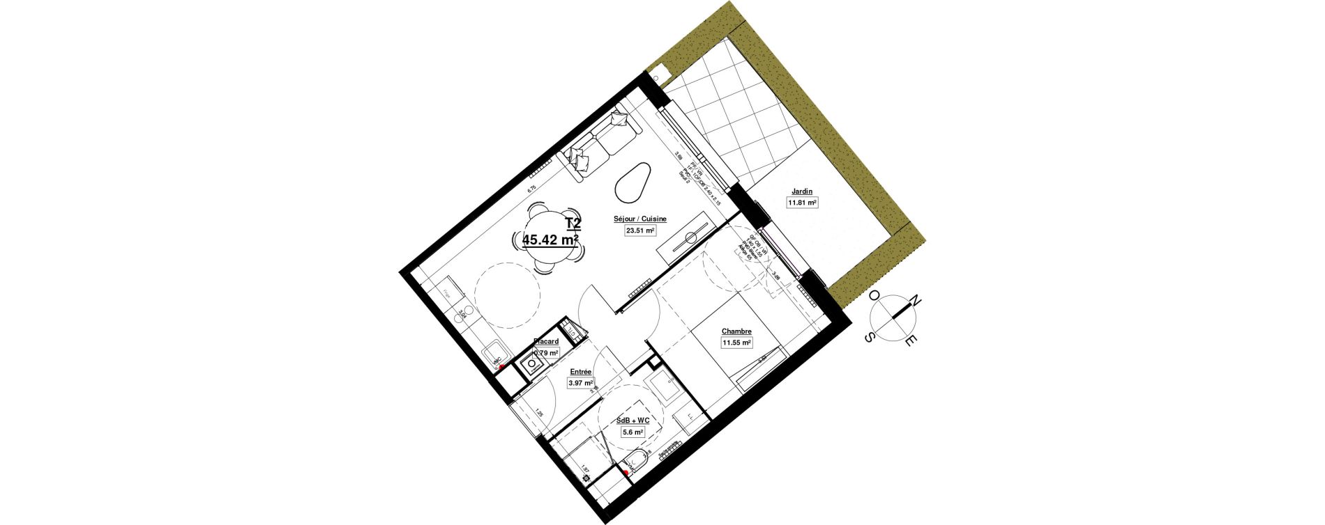 Appartement T2 de 45,42 m2 &agrave; Linselles Centre