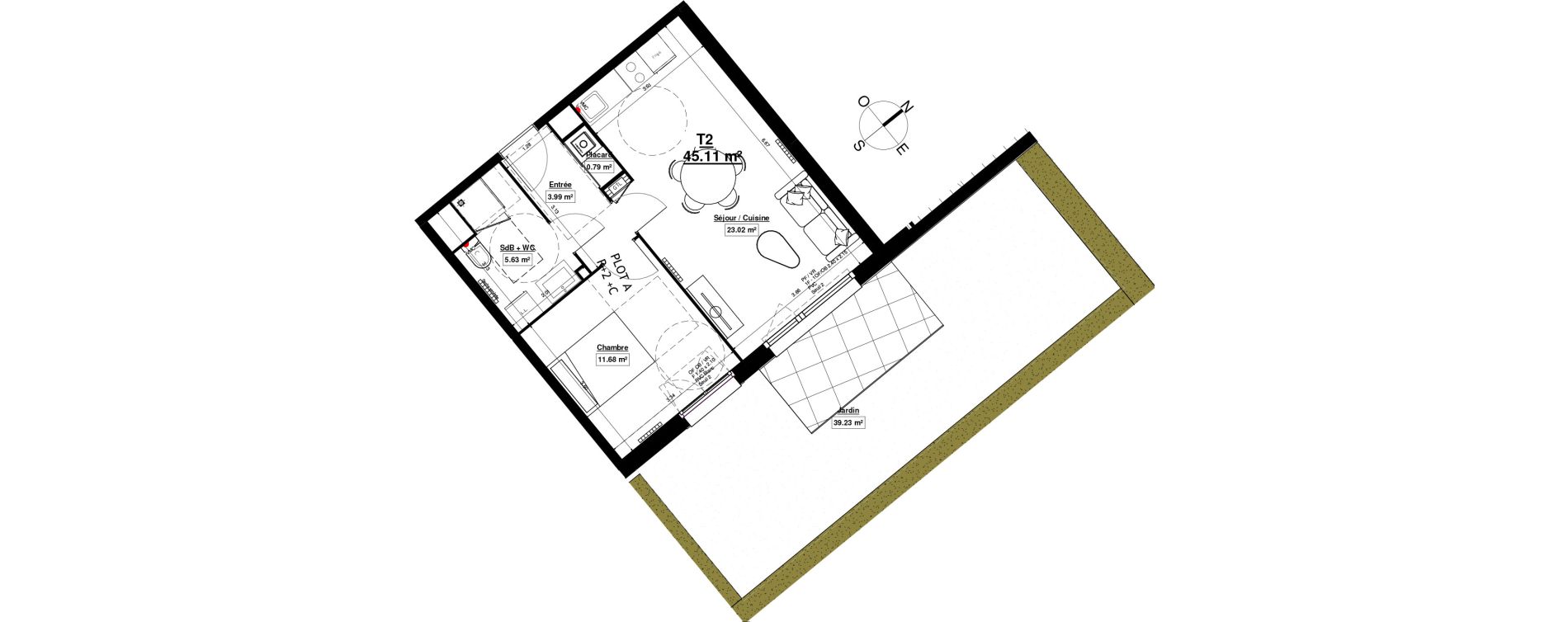 Appartement T2 de 45,11 m2 &agrave; Linselles Centre