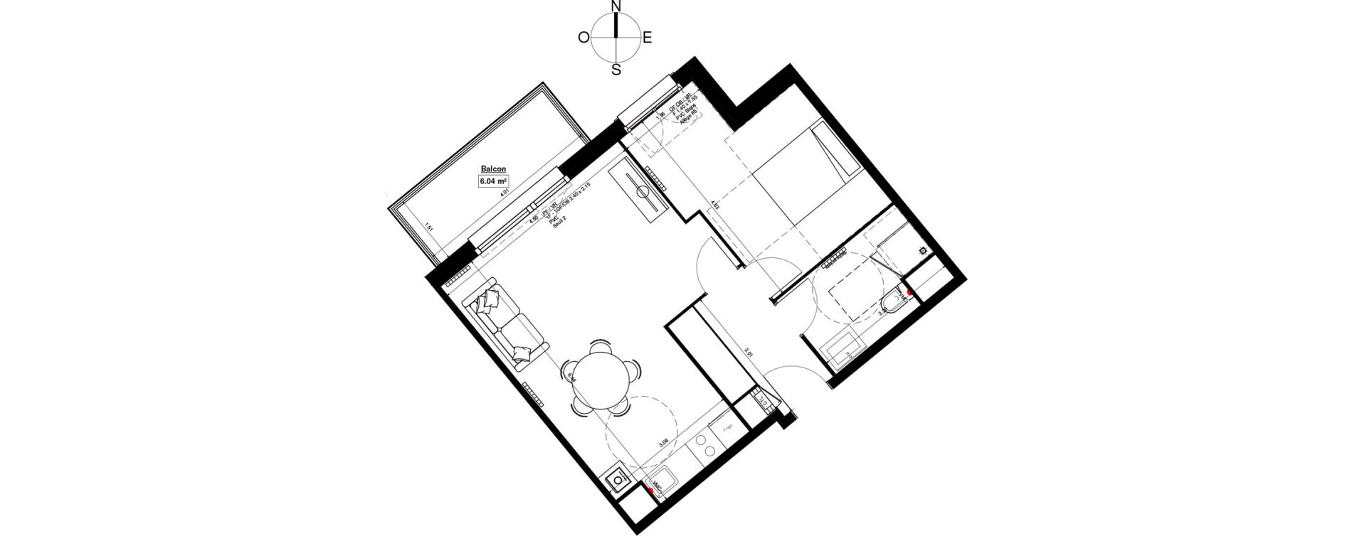 Appartement T2 de 50,63 m2 &agrave; Linselles Centre