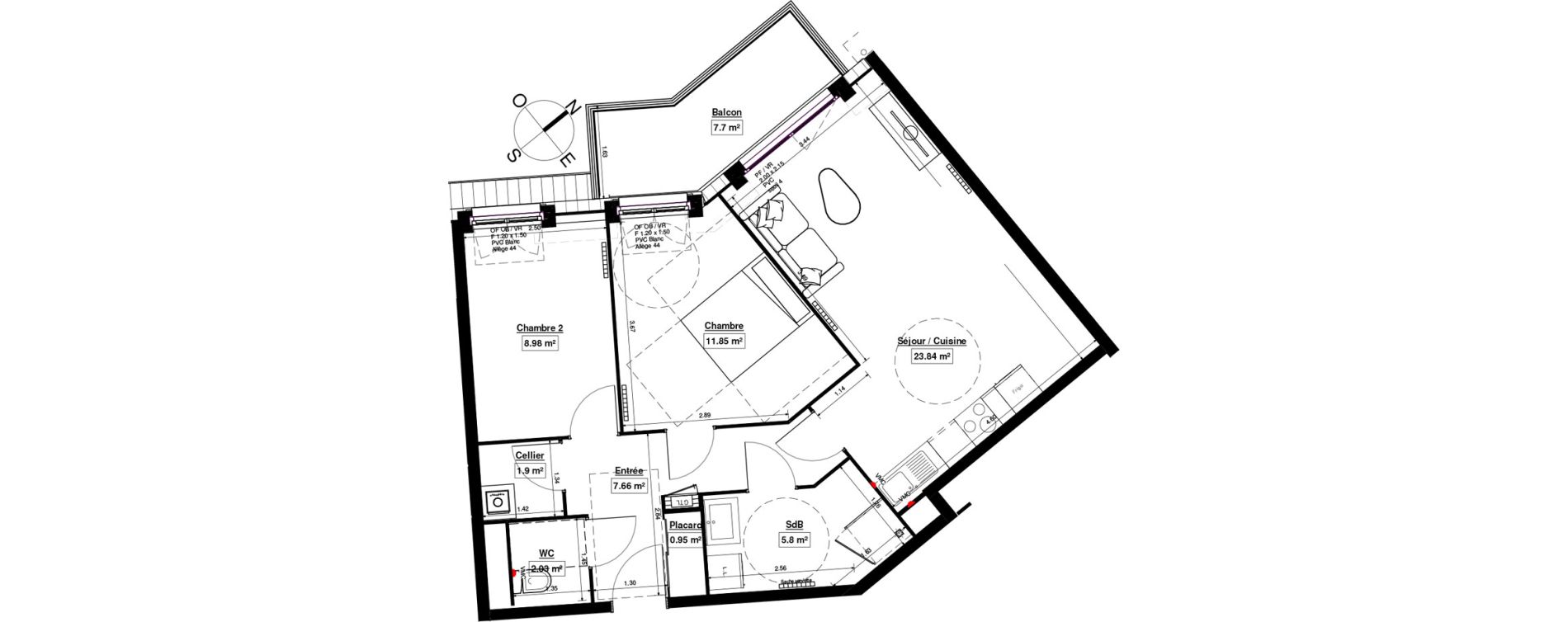 Appartement T3 de 63,01 m2 &agrave; Linselles Centre