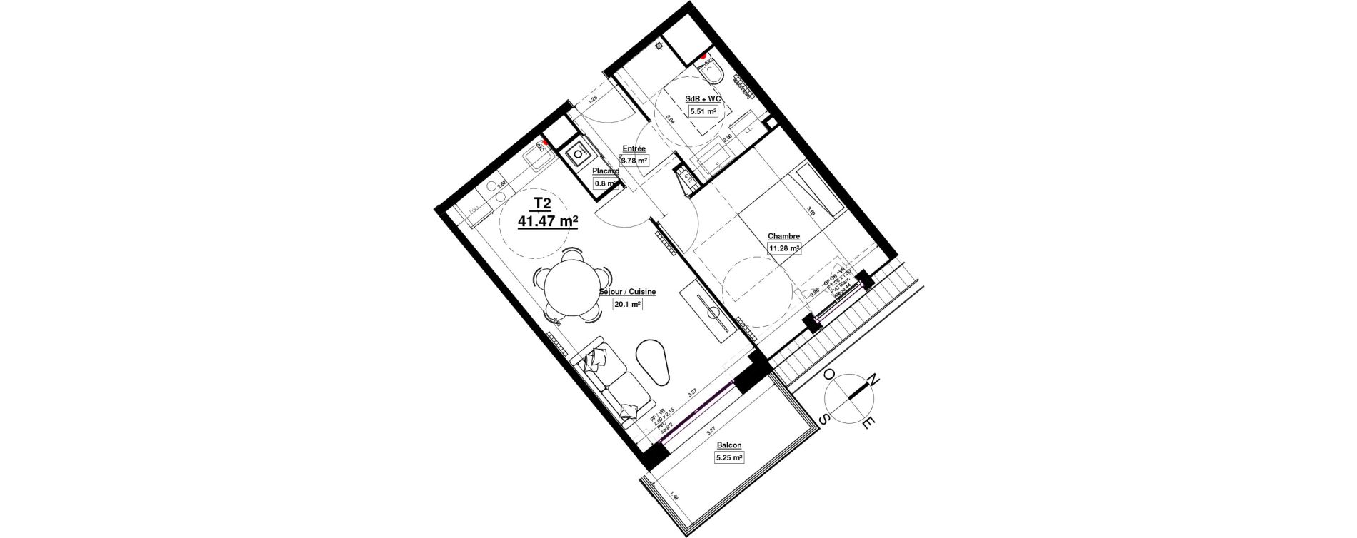 Appartement T2 de 41,47 m2 &agrave; Linselles Centre