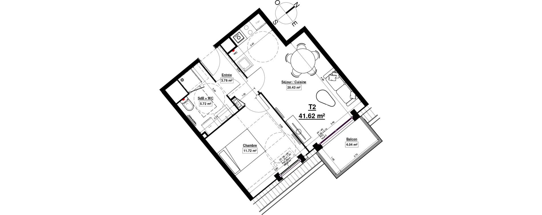 Appartement T2 de 41,65 m2 &agrave; Linselles Centre