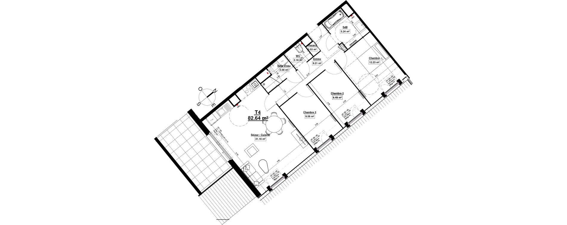 Appartement T4 de 82,68 m2 &agrave; Linselles Centre