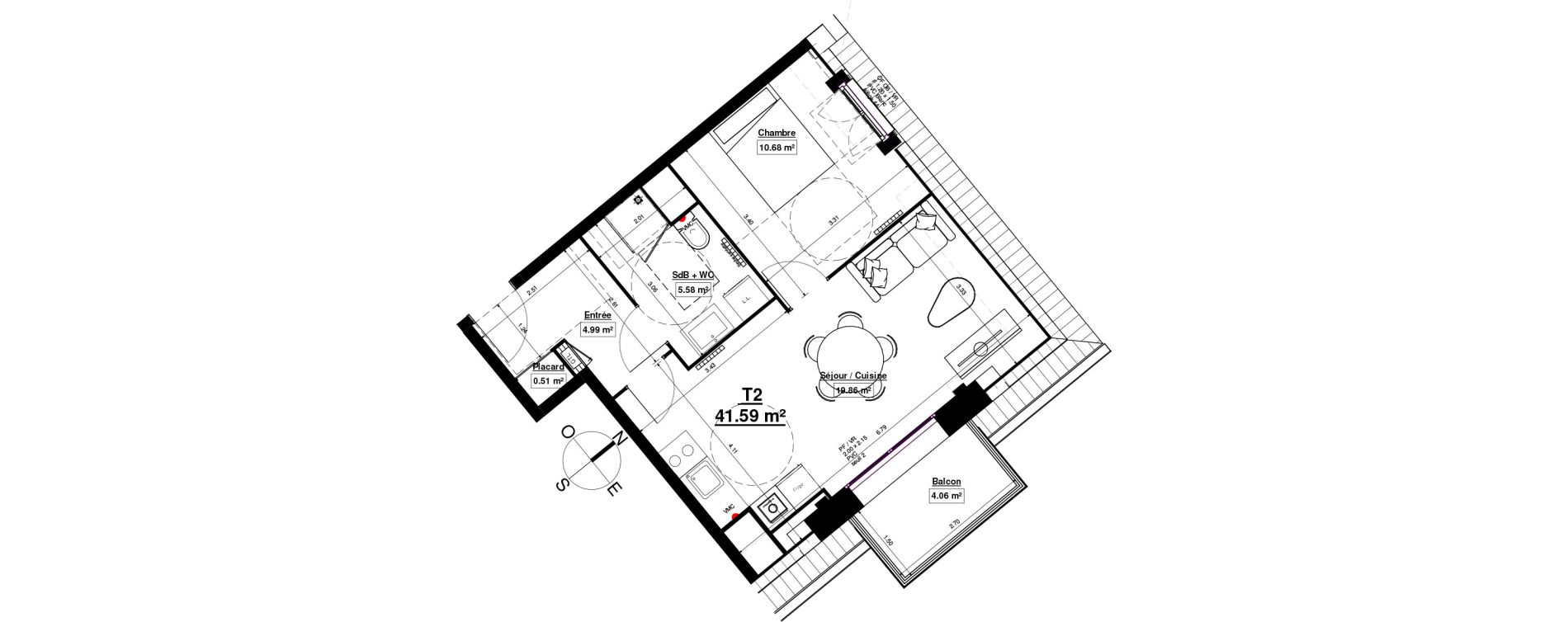 Appartement T2 de 41,62 m2 &agrave; Linselles Centre