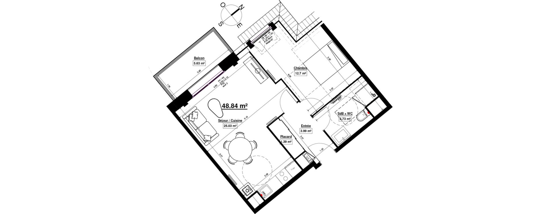 Appartement T2 de 48,84 m2 &agrave; Linselles Centre