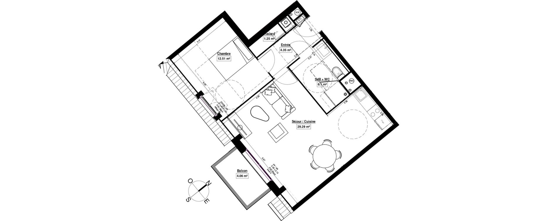 Appartement T2 de 53,50 m2 &agrave; Linselles Centre