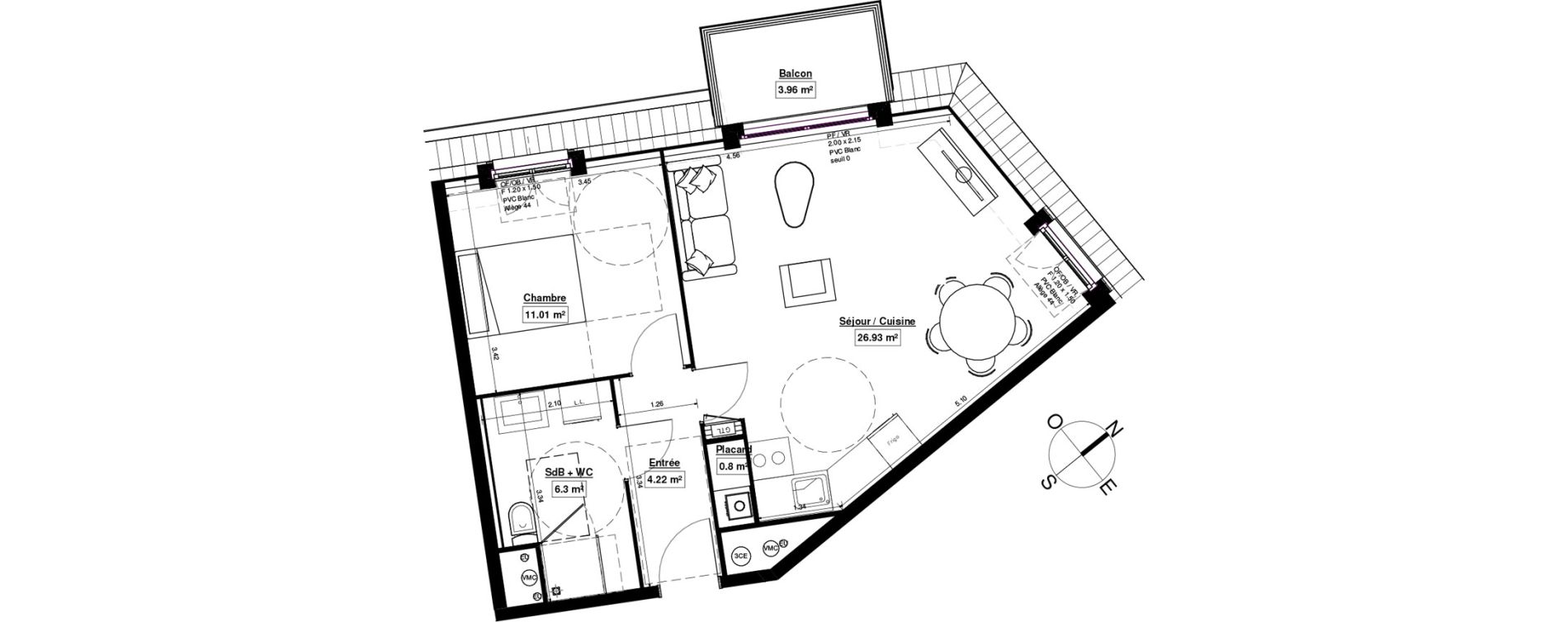 Appartement T2 de 49,26 m2 &agrave; Linselles Centre