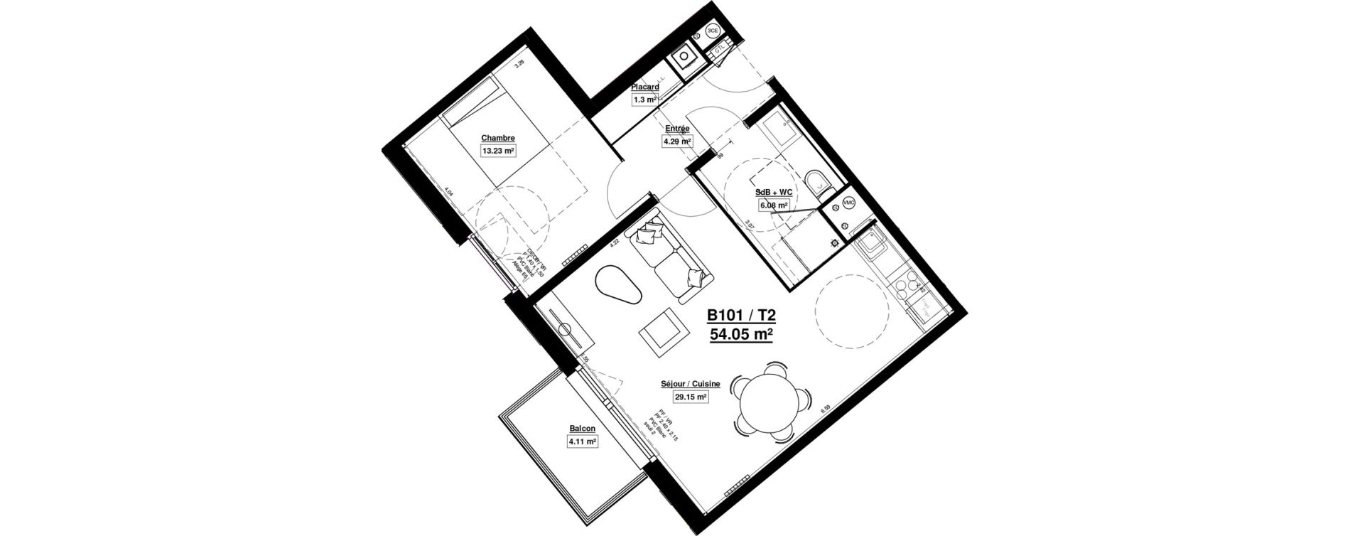 Appartement T2 de 54,05 m2 &agrave; Linselles Centre