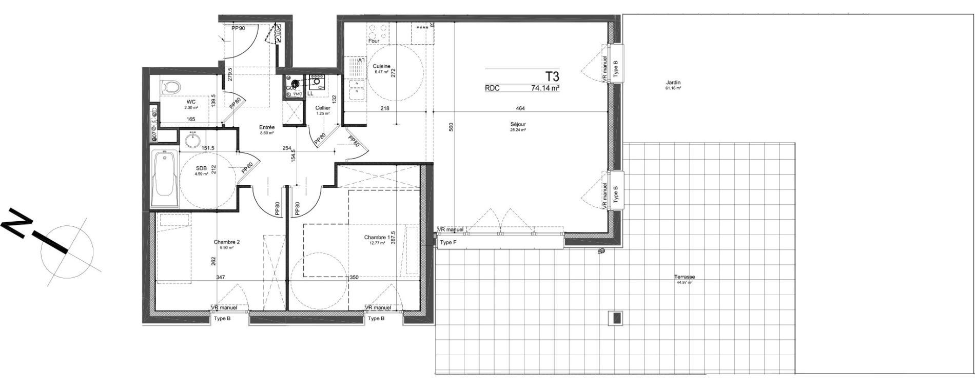 Appartement T3 de 74,14 m2 &agrave; Linselles Centre