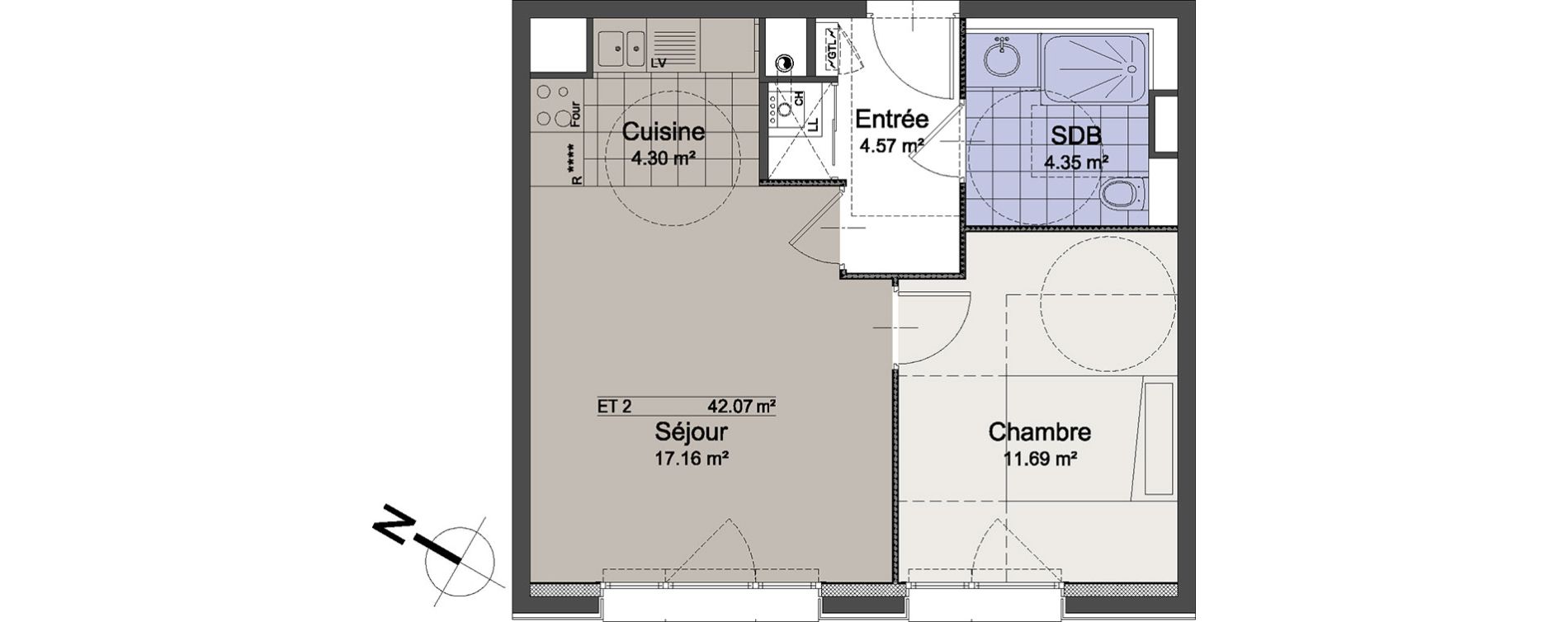 Appartement T2 de 42,07 m2 &agrave; Linselles Centre