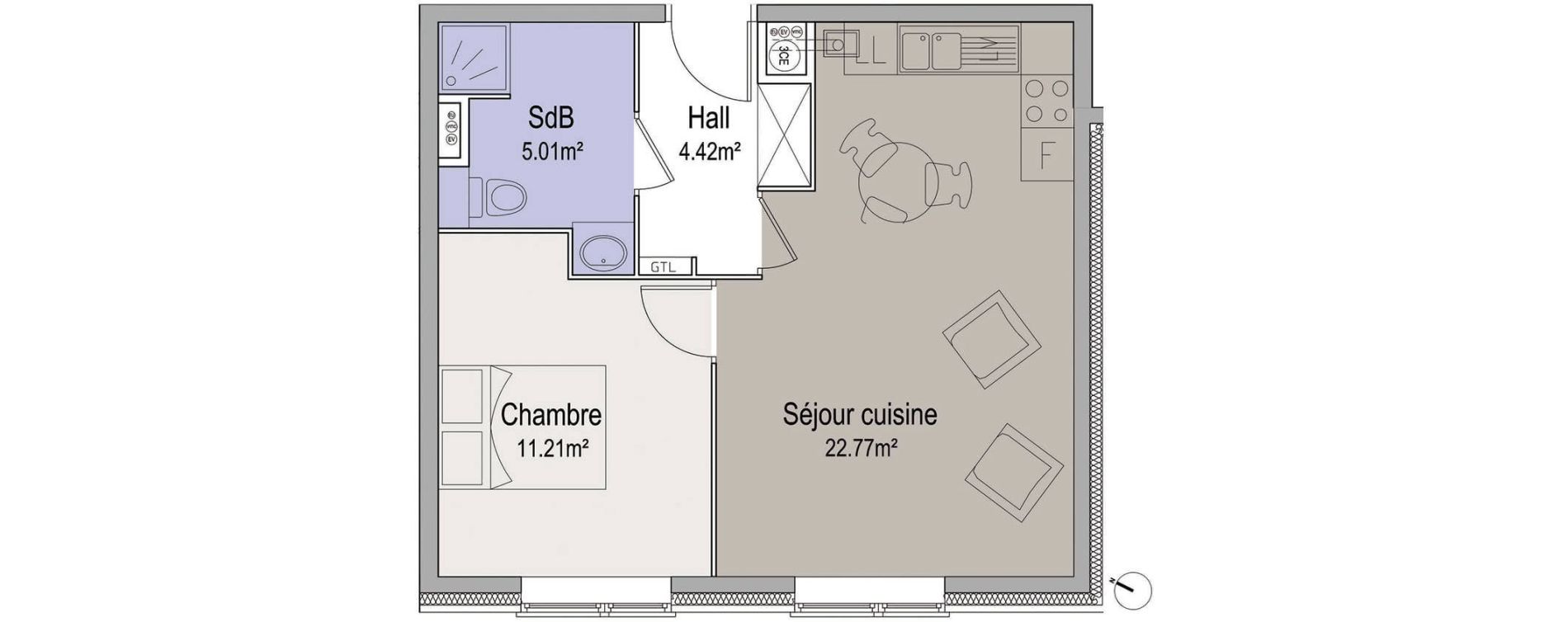 Appartement T2 de 43,41 m2 &agrave; Linselles Centre