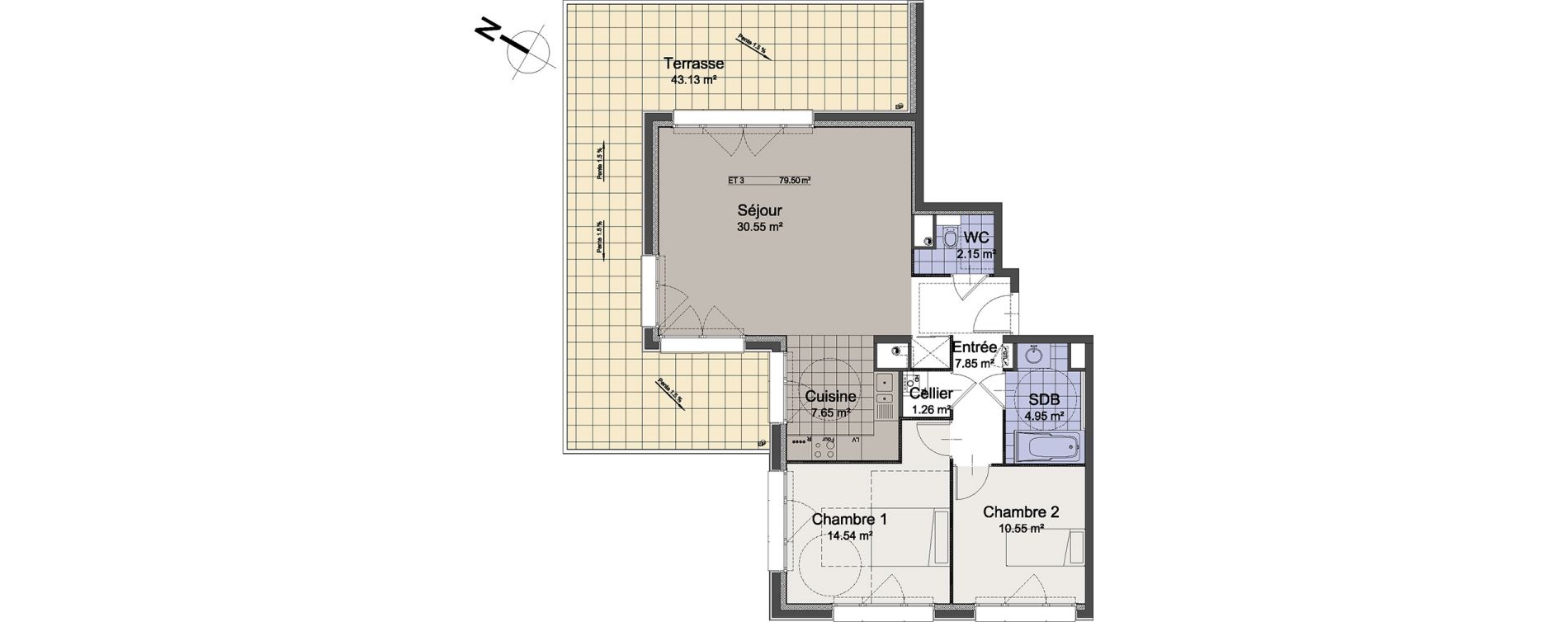 Appartement T3 de 79,50 m2 &agrave; Linselles Centre
