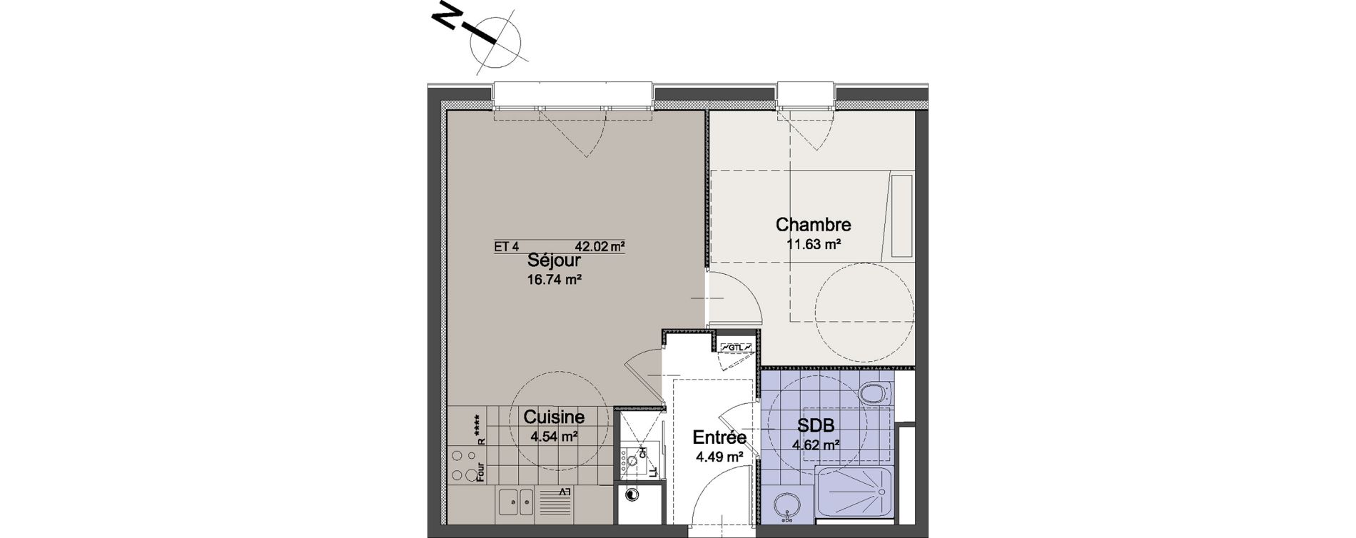 Appartement T2 de 42,02 m2 &agrave; Linselles Centre