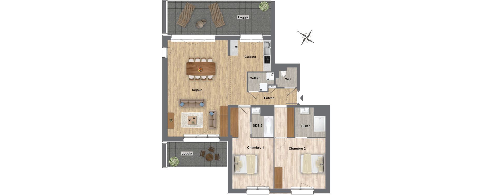 Appartement T3 de 98,78 m2 &agrave; Linselles Centre