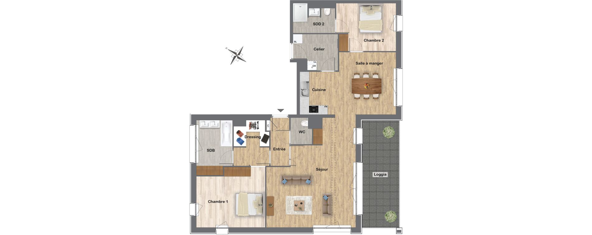 Appartement T3 de 114,07 m2 &agrave; Linselles Centre