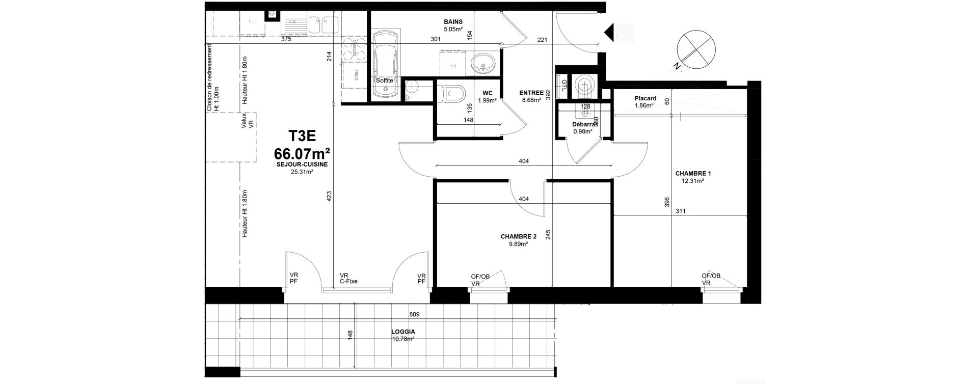 Appartement T3 de 66,07 m2 &agrave; Linselles Centre