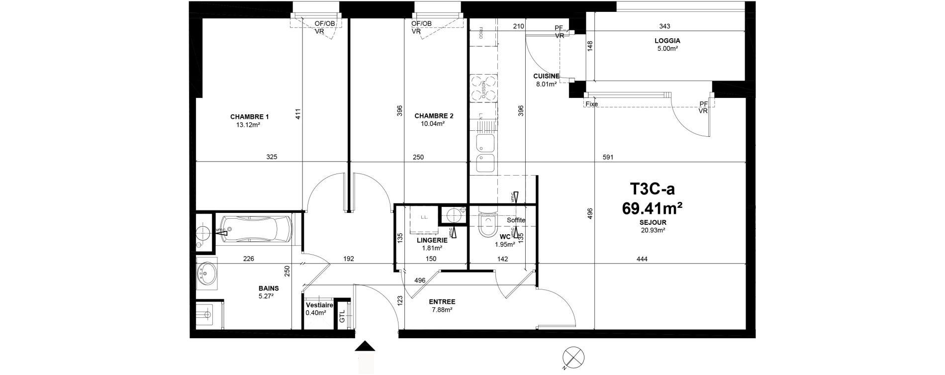 Appartement T3 de 69,41 m2 &agrave; Linselles Centre