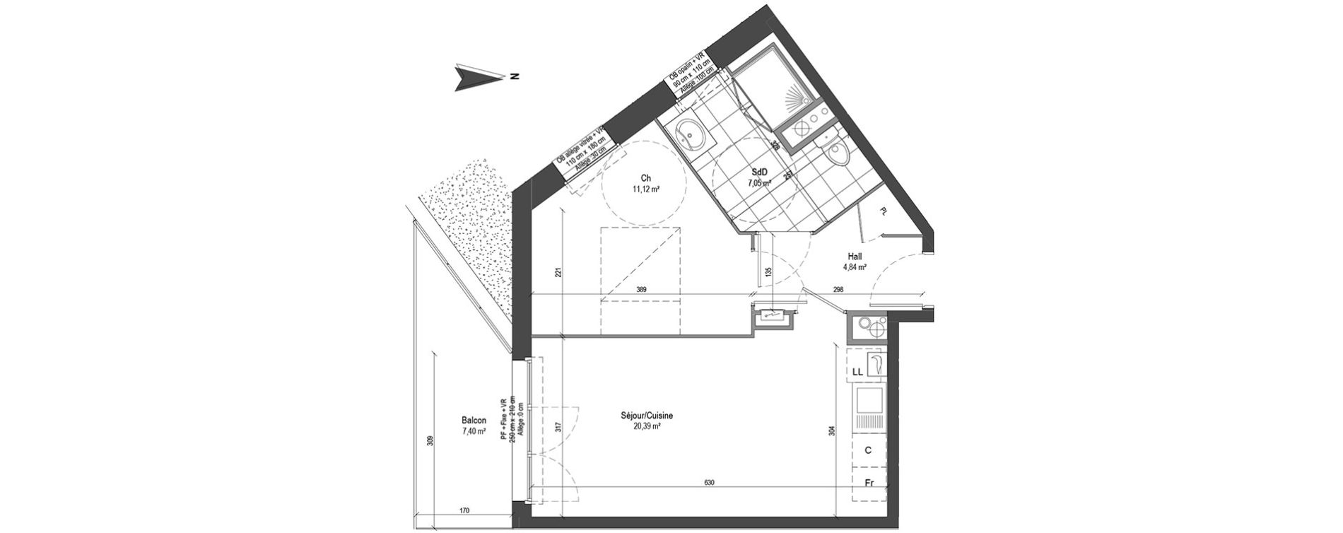 Appartement T2 de 43,40 m2 &agrave; Loos Centre