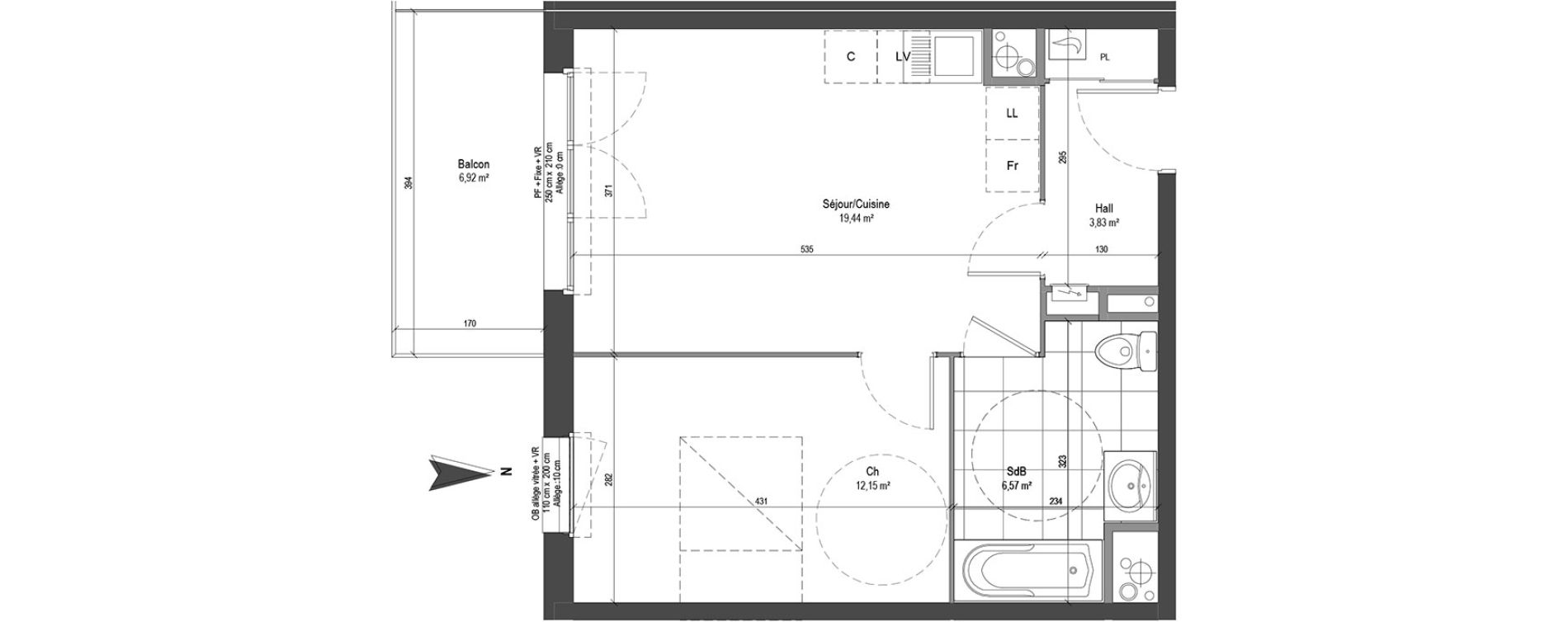 Appartement T2 de 41,99 m2 &agrave; Loos Centre