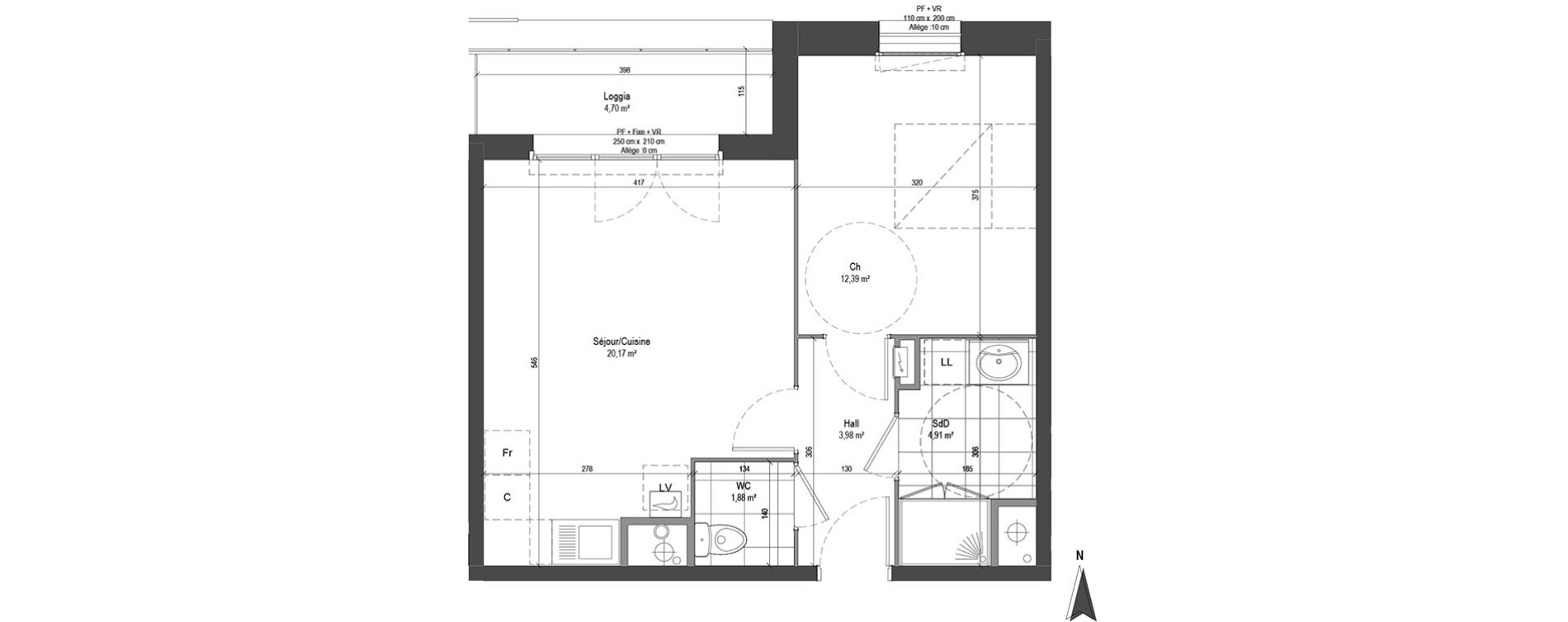 Appartement T2 de 43,33 m2 &agrave; Loos Centre