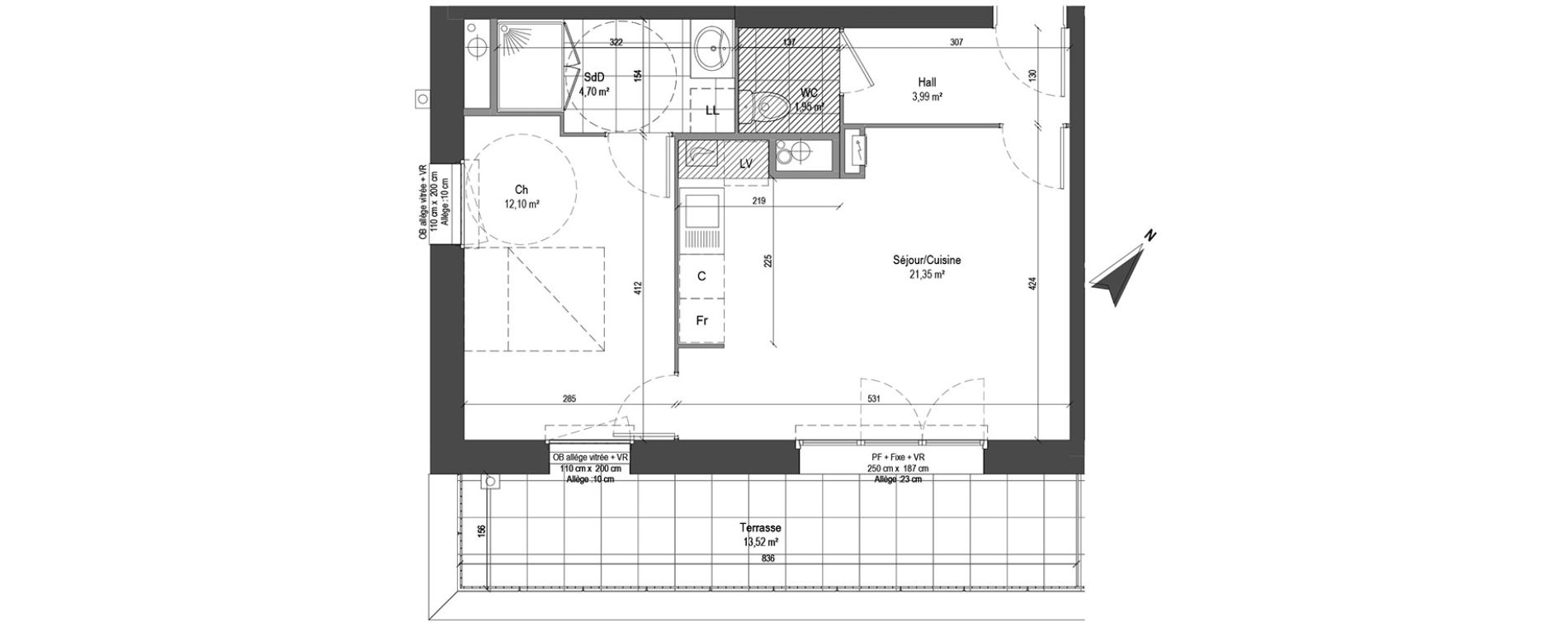 Appartement T2 de 44,09 m2 &agrave; Loos Centre